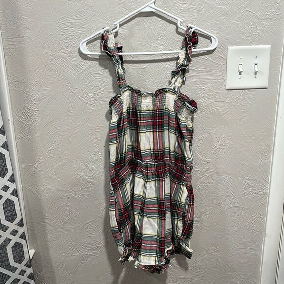 aerie womens plaid ruffle flannel romper pajama size small - Picture 4 of 5